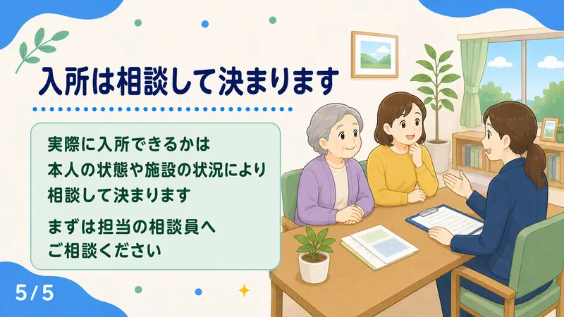 スライド5: 入所は相談して決まります